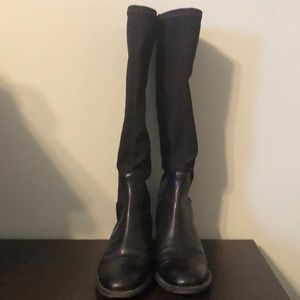 Nine West black pull on boots with stretchy leg